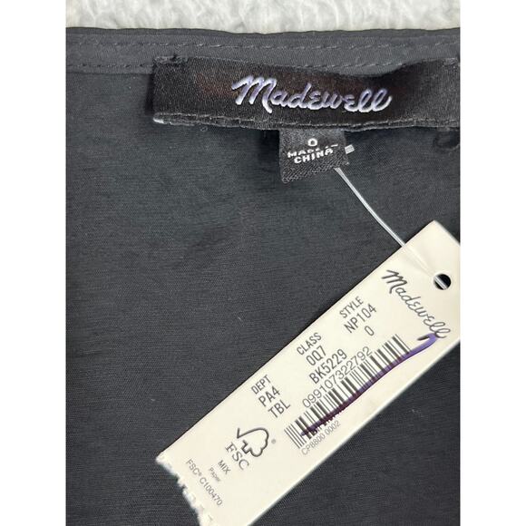 Madewell Ariana Midi Dress Size 0 Black Textured Empire Minimalist 90s Feminine - Picture 7 of 9